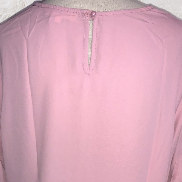 ❌DONATED❌Dusty Pink Ruffle Overlay Detail Sleeve Blouse Top - Picture 7 of 12